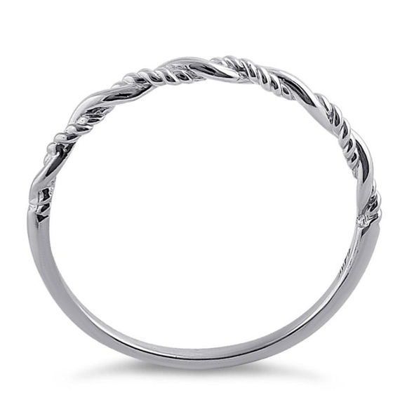 - Solid 14K White Gold Simple Twist Ring - Picture 2 of 4